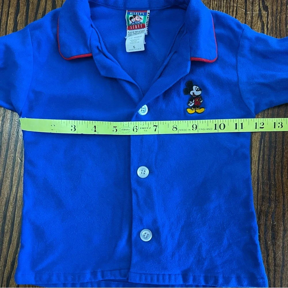 Vintage Mickey’s Stuff For Kids Blue Collared Pajama Top Only Size 5 PJs Blue